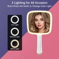 thumbnail image 2 of Lighted Handheld Mirror with 3 Light Color and Dimmable, 6.2'' X 5.9'' Makeup Mirror, Wide Viewing Angle, Lightweight & Durable, 4 AAA Battery, Versatile & Hangable for Makeup Application (White), 2 of 15