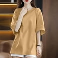 thumbnail image 3 of Womens Oversize T Shirts Loose Fit Basic Cotton Tees Tops Summer Short Sleeve Solid Color Workout Blouses, 3 of 4