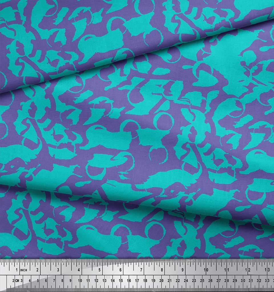 Soimoi Green Georgette Viscose Fabric Abstract Circles Abstract Print Fabric by the Yard 42 Inch Wide
