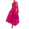 thumbnail image 2 of SUNSIOM Robe Longue pour Femme, Élégante Robe d'Été Sans Manches à Col Roulé à Carreaux, Robe Évasée, Robe de Cocktail avec Ceinture, 2 of 9