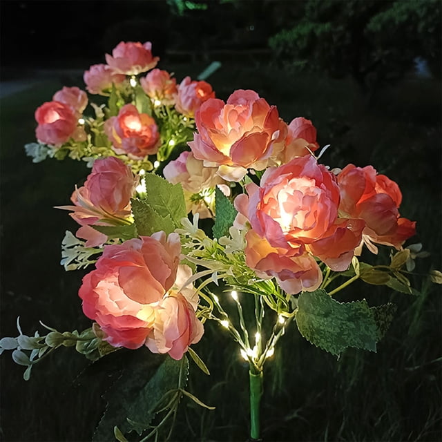 Outdoor Solar Peony Flower Lantern, 7-Head LED Simulation Flower Lights, Waterproof Garden Decoration with Soft Light for Pathways & Yards, Solar-Powered for Eco-Friendly Illumination