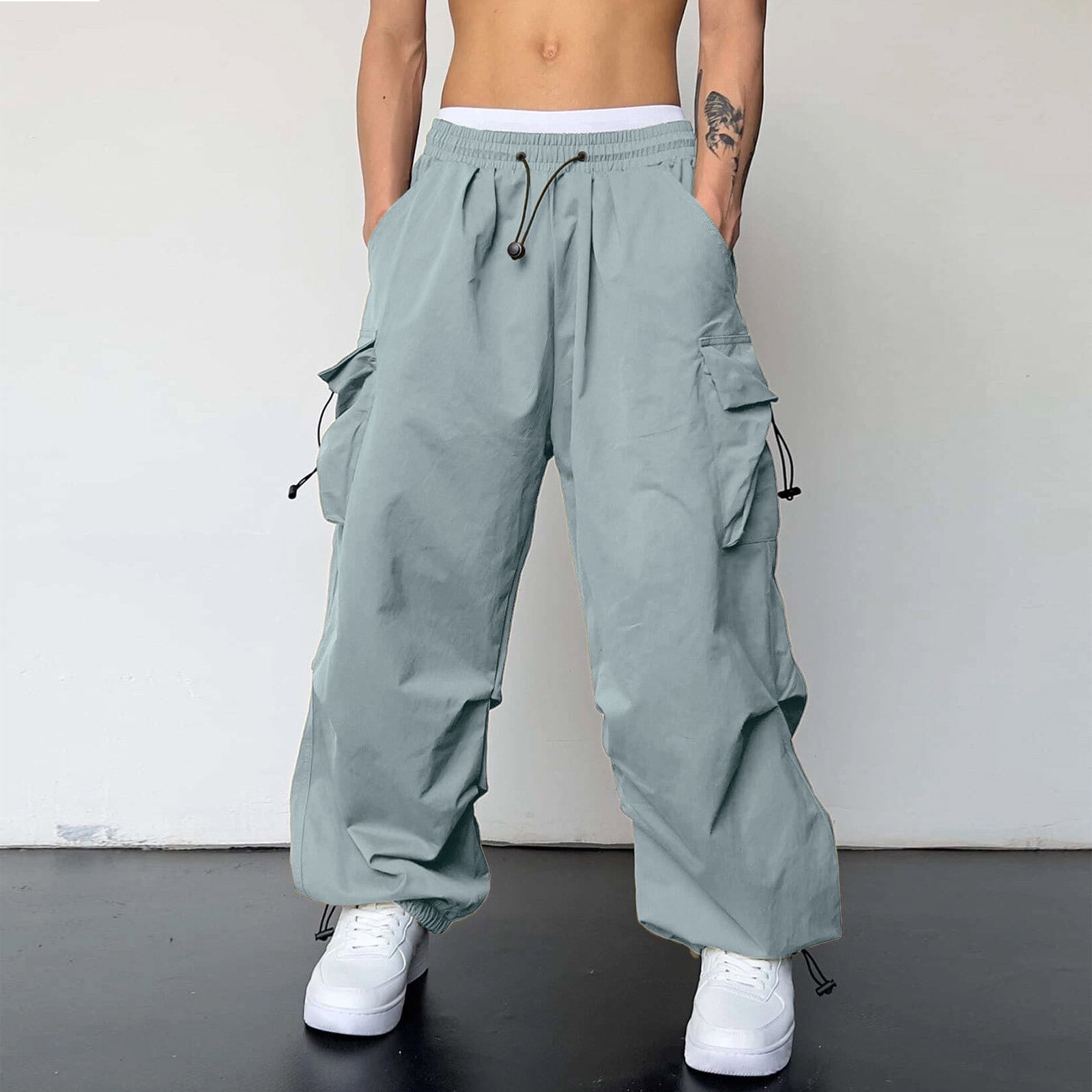 Caqnni Cargo Pants for Men Baggy Parachute Pants Mens 80S Caqnni Cargo Pants for Men Baggy Parachute Pants Mens 80S