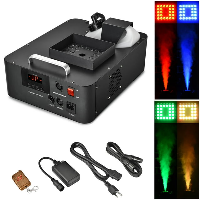 Machine à Fumée Verticale avec Lumières LED 1500W Brumisateur de Sol Équipement DJ pour Fêtes Spectacles Mariages Discothèque