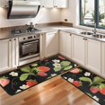 thumbnail image 3 of Kitchen Rugs Sets Of 2,Red Strawberry Plants Fruit Leaf Black Pattern Anti Fatigue Kitchen Mat Rugs Non Slip Washable,Decorative Kitchen Floor Mats for Kitchen,Sink,Laundry,17"x47"+17"x47", 3 of 5