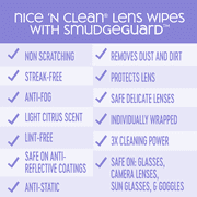 Nice N CLEAN Smudgeguard Eyeglass Cleaner, Pre-Moistened Lens Wipes 50 Count