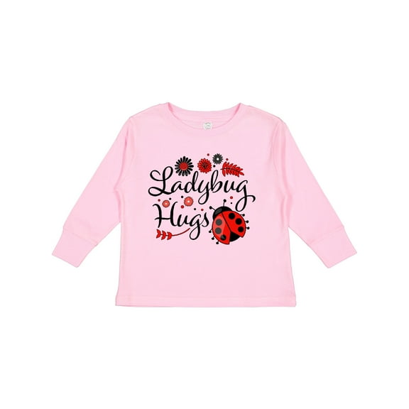 Inktastic Ladybug Hugs with Cute Ladybug and Flowers Boys or Girls Long Sleeve Toddler T-Shirt