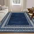 thumbnail image 2 of Funslane 8'x10' Area Rug, Modern Bordered Washable  Rugs Soft Foldable Accent Rugs for Indoor Living Room Bedroom, Blue, 2 of 7