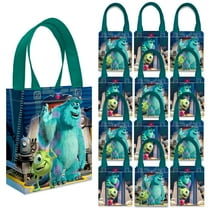 Monsters Inc Party Favor Bags Set – 12 Pack 8" Disney Goodie Bags for Kids Bulk Reusable Mini Totes | Disney Monsters Inc Birthday Party Supplies
