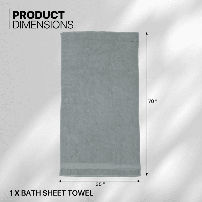2 Luxury SILVER Bath Sheet Towels Extra Large 35x70 Highly Absorbent ZERO  TWIST