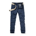 thumbnail image 1 of RXIRUCGD Men's Solid Color Multi-pocket Washed Cargo Pants Outdoor Casual Pants, Dark Blue, Size: 2XL, 1 of 1