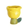 thumbnail image 1 of Taza de cerámica para helado, tazón pequeño de postre con base alta para helados con leche y yogur. Tipo de rosa amarilla, 1 of 9