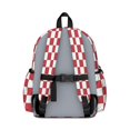 thumbnail image 3 of Red and White Checkered Pattern Backpack for School, Cute School Bag with Adjustable Shoulder Straps and Padded Back, 13.4"x11"x4.7", 3 of 5