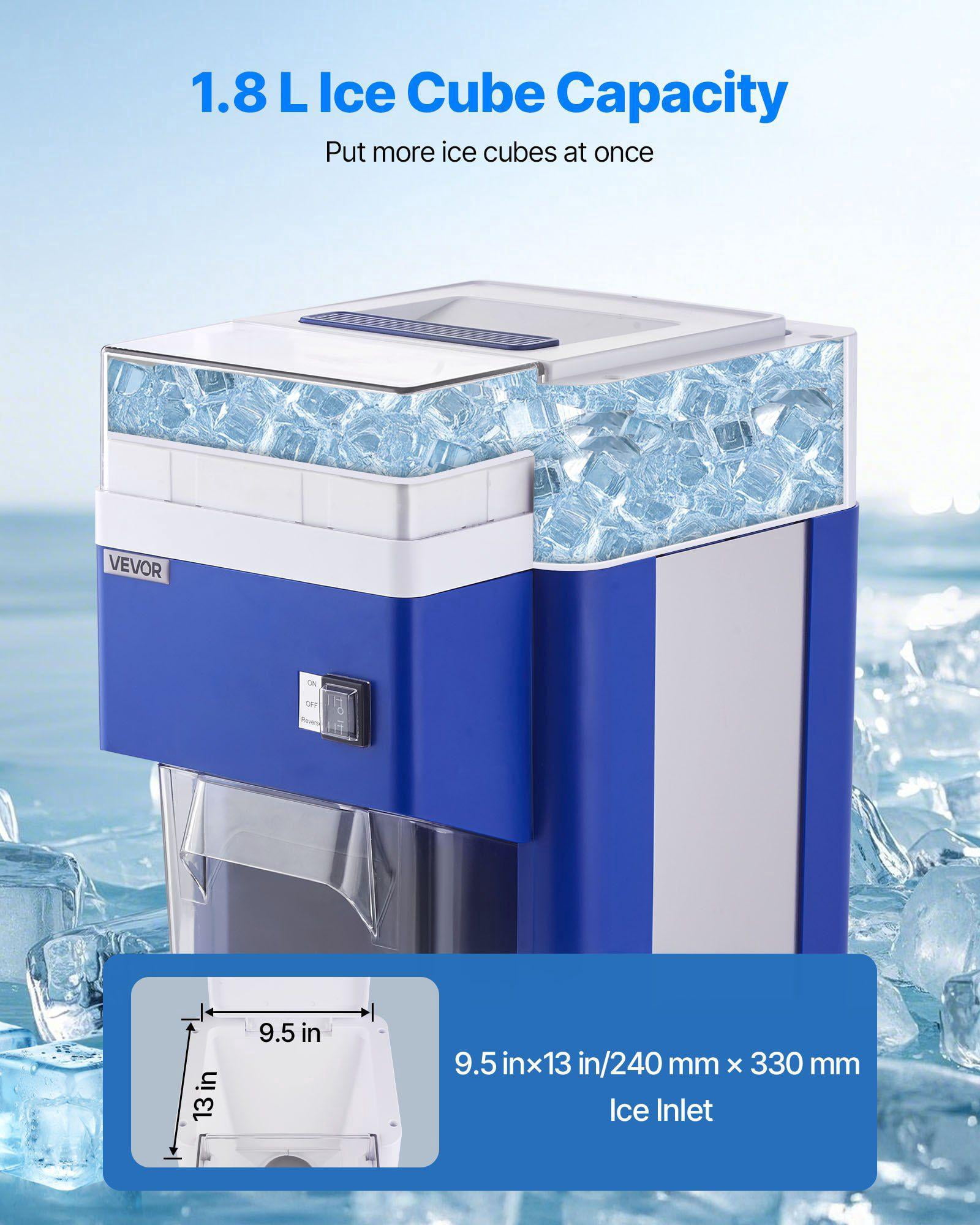 Commercial Ice Shaver Machine 1.91QT 1.8L Large Electric Snow Cone Maker 300W Motor Stainless Steel Blades Fine Fluffy Shaved Ice for Home Party Restaurant Dessert Shop Blue
