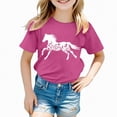 thumbnail image 2 of kpoplk Girls Shirts Short Sleeve Soft Cotton T-Shirts Plain Tees Tops Clothes for Kids(Hot Pink,3-4 Y), 2 of 4