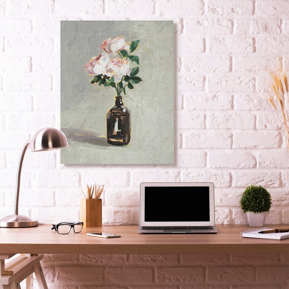 Stupell Industries Flower Jar Green Pink Neutral Modern Painting Super Canvas Wall Art by Victoria Borges