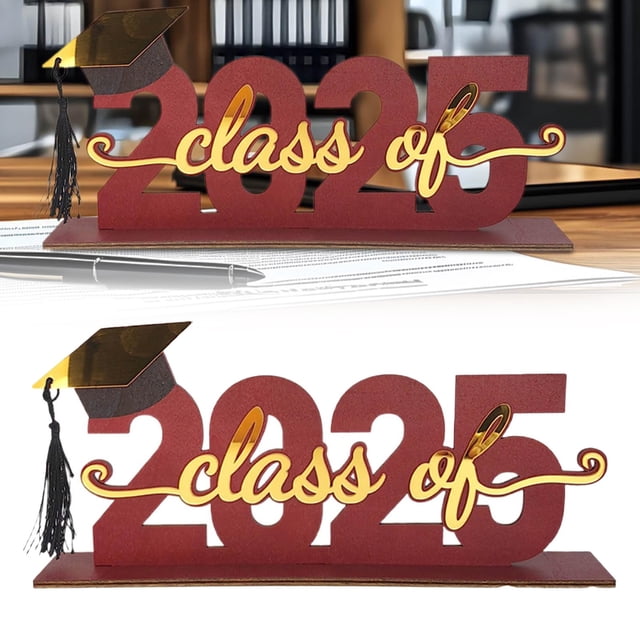 Black And Gold Graduation Decorations Class Of 2025 Congrats Grad Wooden Table Centerpieces Graduation Table Decorations 2025 Sign Graduation Photo Prop For Graduation