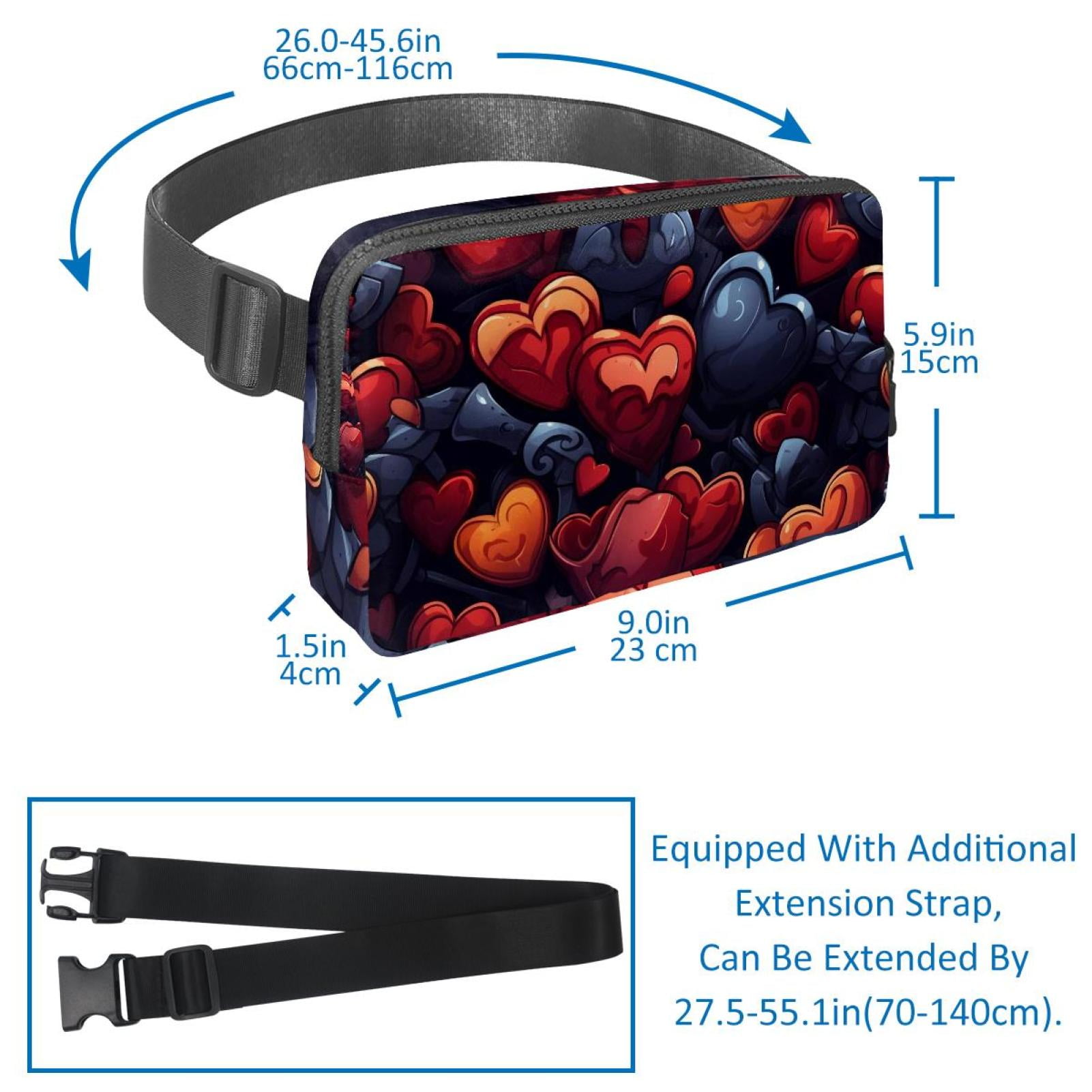 Love Running Belt Waist Bag Fanny Packs, Lightweight Adjustable with Extension Strap, Unisex