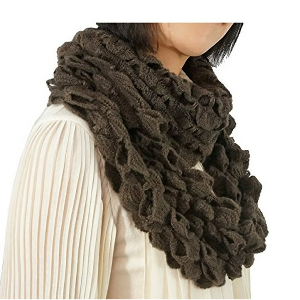 Nice & Great Women Infinity Scarf Lady Soft Knitted Ruffle Scarf