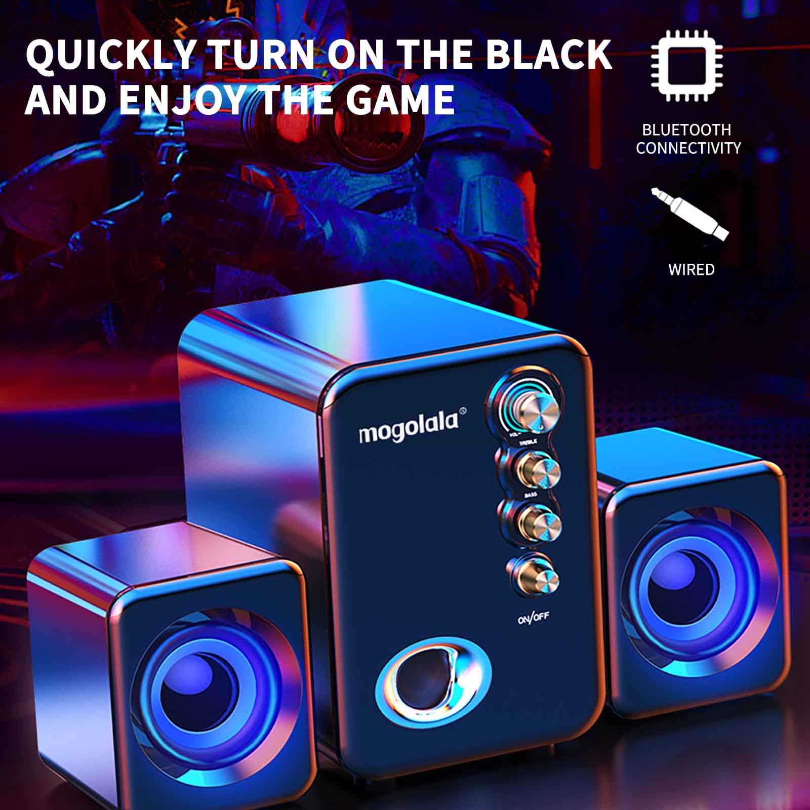 SKDOGDT Computer Speaker, Compact Size Speaker with Headphone Jack, Enhanced Bass and Volume Control, Stereo Aux Multimedia Speakers for Laptop/Desktop/Tablets/Phone