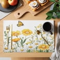 thumbnail image 2 of Placemat Set of 6 Yellow White Daisy Placemats for Dining Table Floral Butterfly Leaves Washable Table Mats for Kitchen and Party Decor Indoor & Outdoor Use, 2 of 8