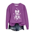 thumbnail image 2 of Feancey Plus Size Christmas Sweatshirts for Women Holiday Novelty Print Crewneck Pullover Lightweight Long Sleeve Loose Sweatshirt Fashion Gift Ideas Purple 5XL, 2 of 3