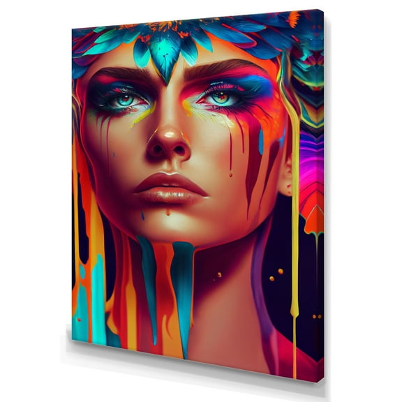 Designart Avant Garde Feather Sensual Portrait IV Canvas Wall Art
