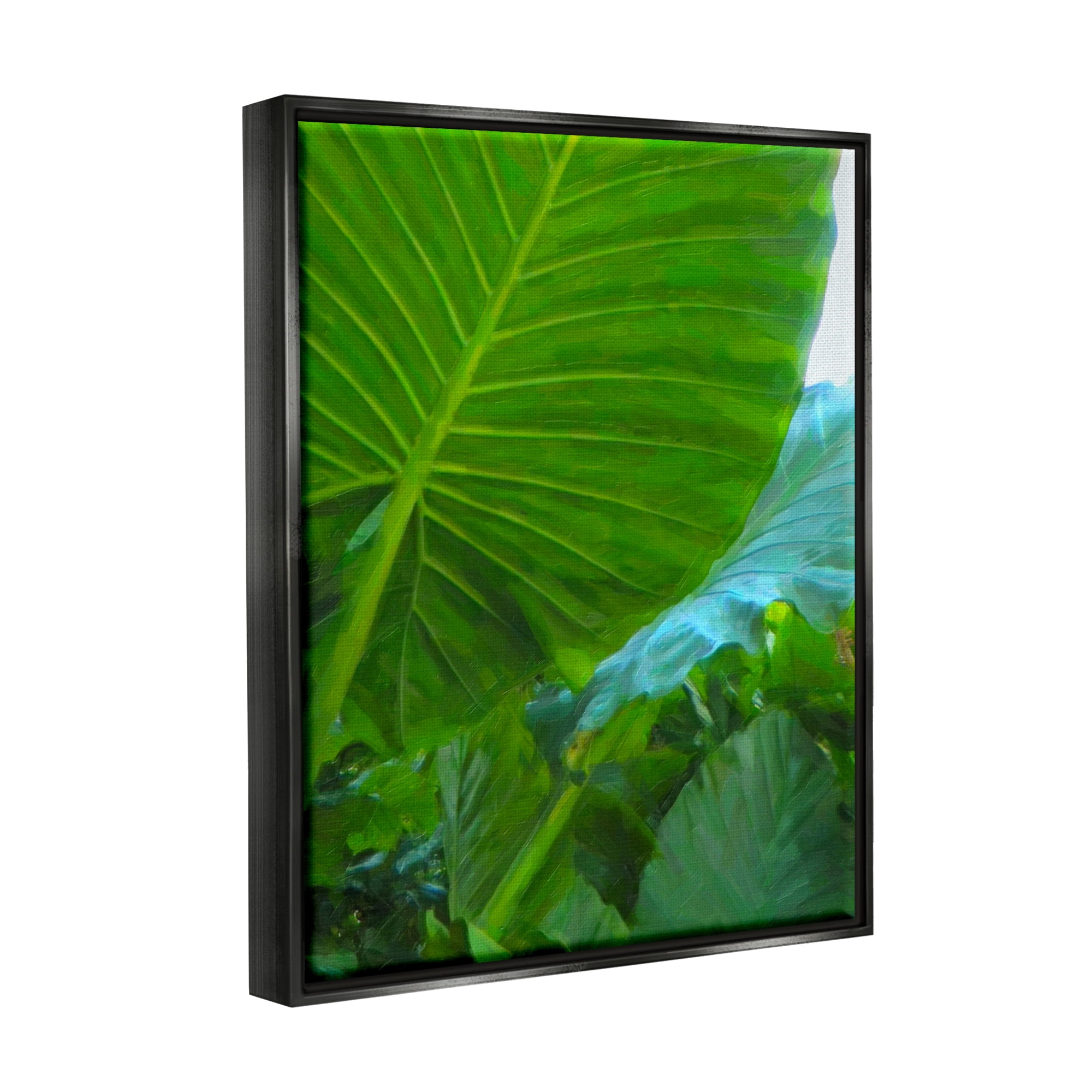 Stupell Industries Green Palm Leaf Painting Botanical & Floral Photography Black Floater Framed Art Print Wall Art, 17 x 21