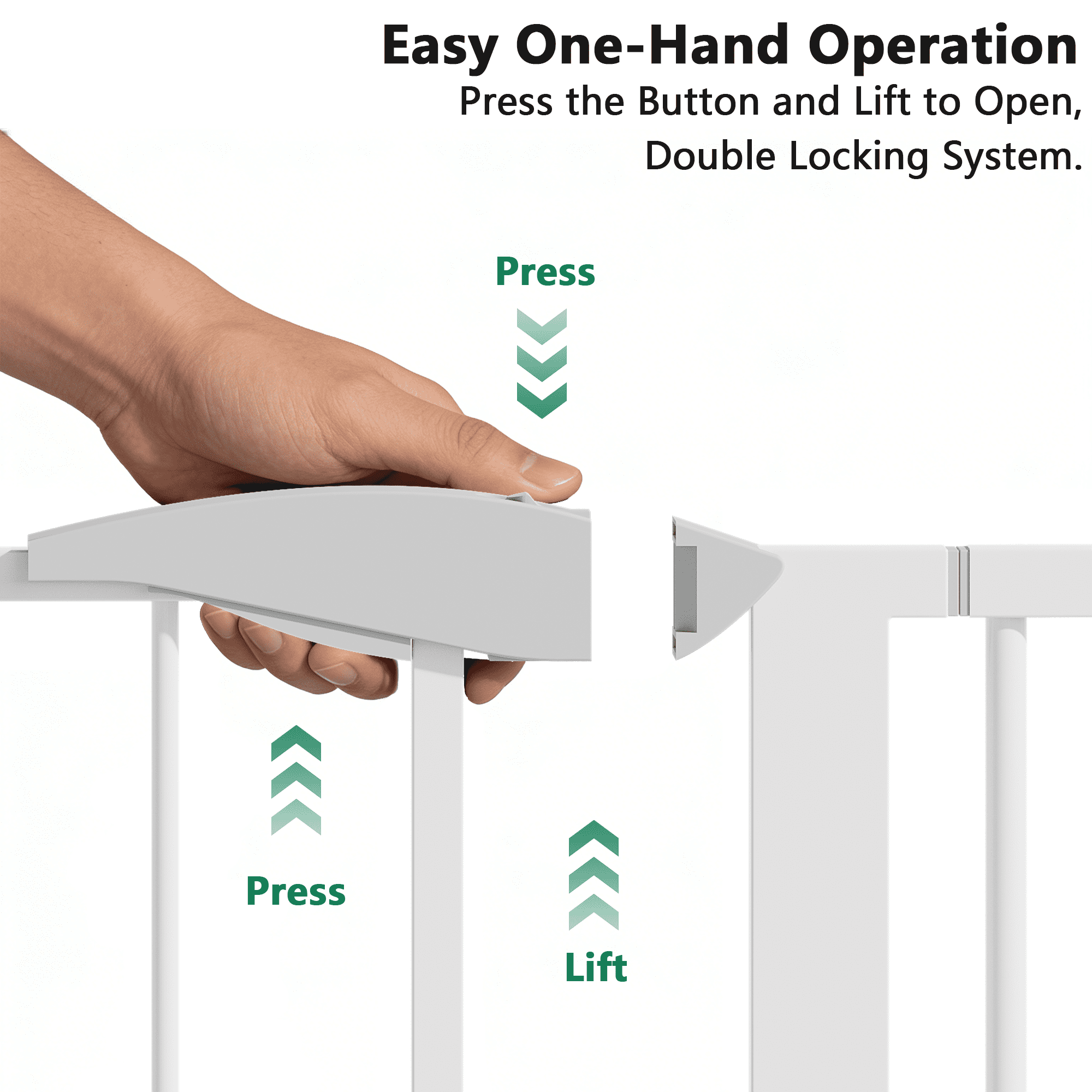 Baby Gates 2-Pack 29.5-44.1 Inch Pressure Mounted for Stairs and Doorways, Safety Gates and Pet Gates for Kids and Dogs with Walk-Through Design, White