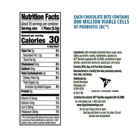 Digestive Advantage Dark Chocolate Probiotic Bites - 4.8 oz