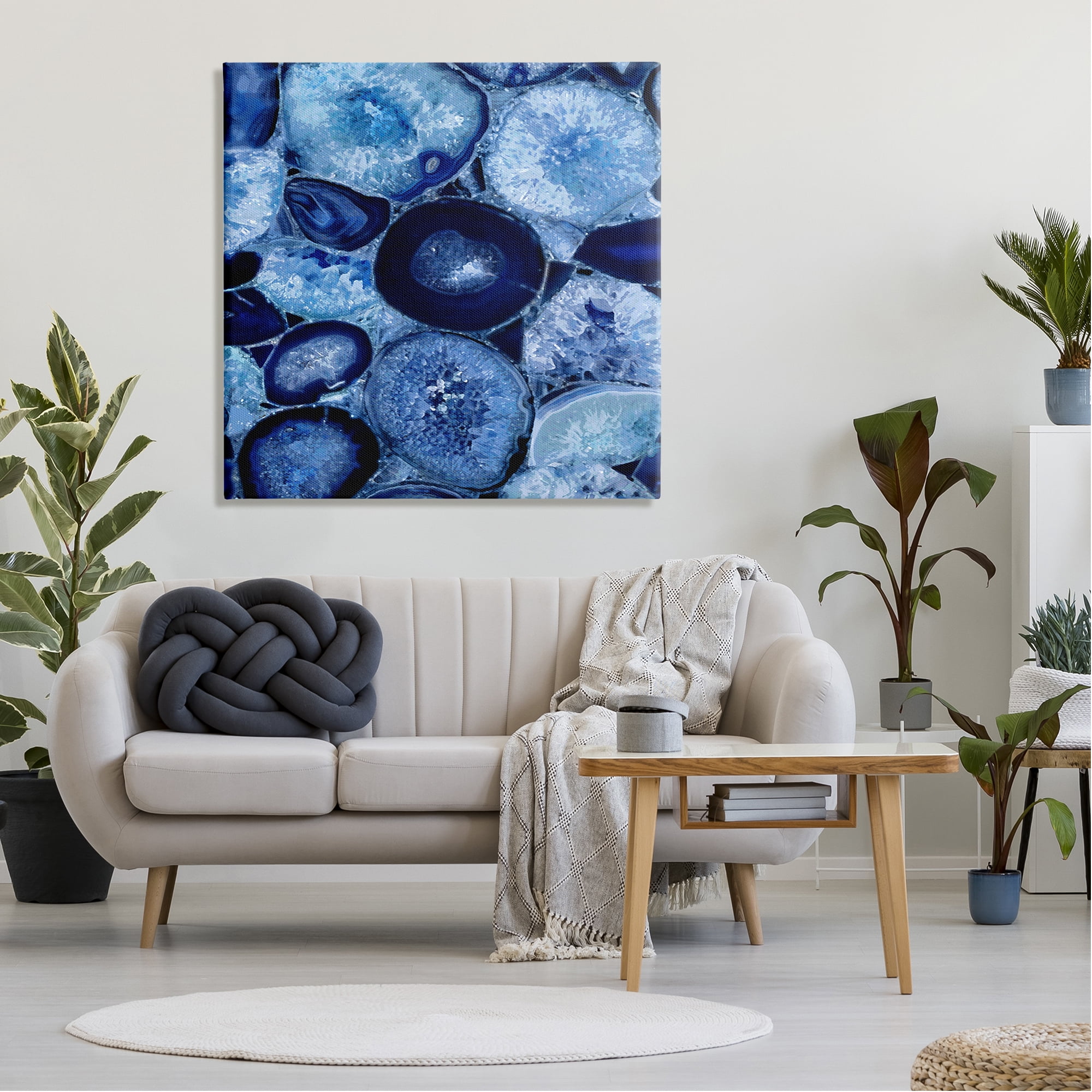 Stupell Blue Geode Crystals Arrangement Abstract Painting Gallery Wrapped Canvas Print Wall Art