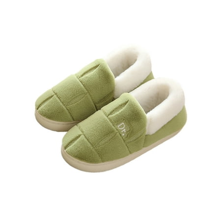 

Lacyhop Unisex House Shoes Cozy Plush Slippers Faux Fur Lined Fuzzy Slipper Walking Anti-Slip Warm Moccasins Breathable Memory Foam Winter Shoe Green 5.5-6