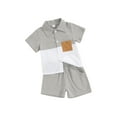 thumbnail image 2 of Yunliwuli Baby Kids Boys Shorts Set, Contrast Color Short Sleeve Shirt with Elastic Waist Shorts Toddler Set Summer Outfit, 2 of 10