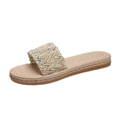 

Qufokar Womens Long Boots High Heel Closed Toe Slippers for Women Fashion Spring And Summer Women Slippers Women Ethnic Style Woven Flat Casual Round Toe Beach Shoes