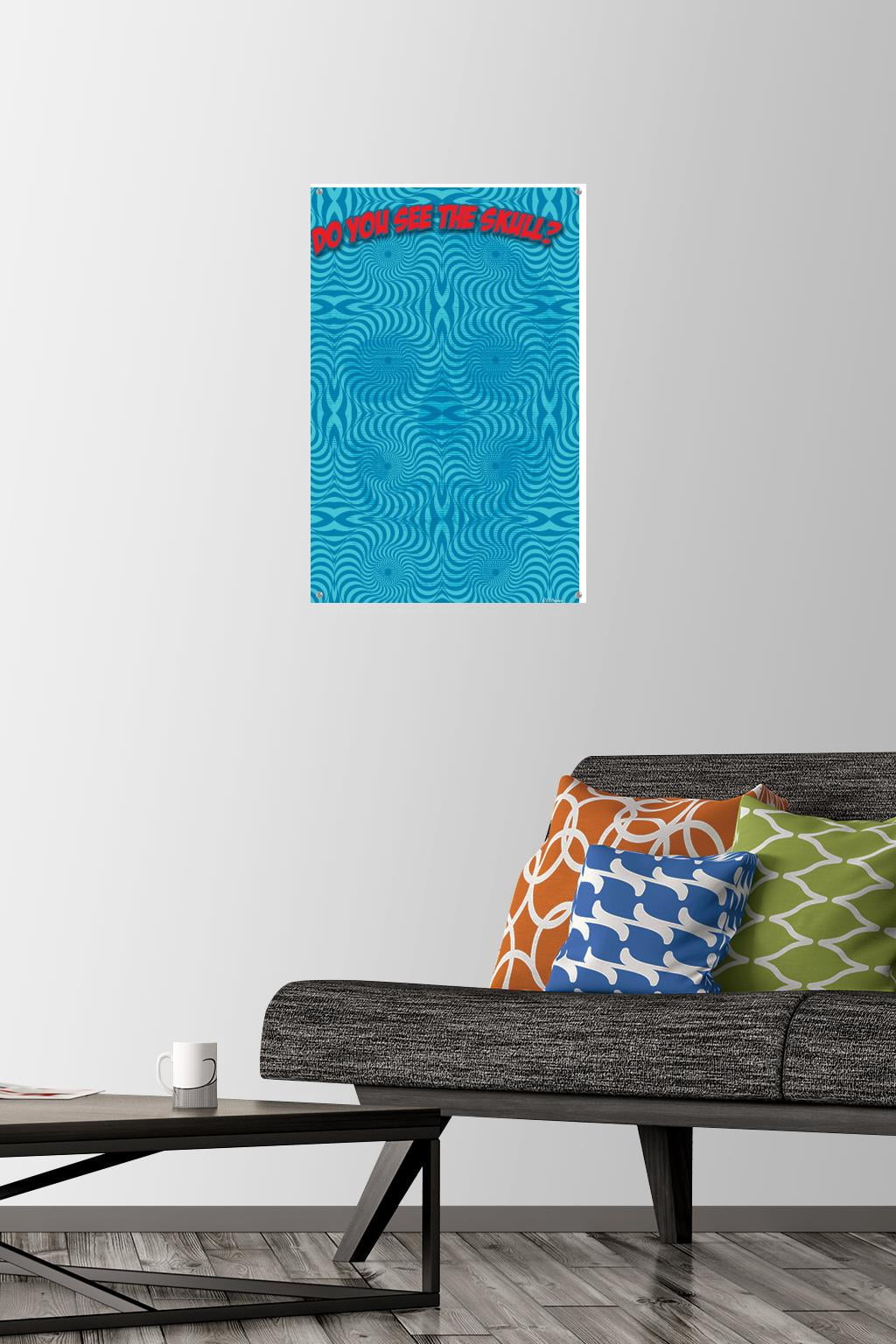 Optical - Skull Wall Poster with Push Pins, 14.725" x 22.375"
