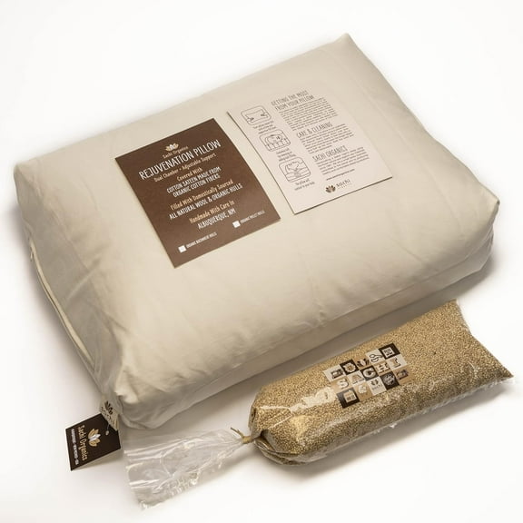 Rejuvenation Pillow with Organic Millet Hulls and Natural Wool