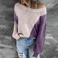thumbnail image 2 of Herrnalise Women's Knitted Crop Tops Autumn And Winter Casual Round Neck Pullover Blouse Long Sleeve Patchwork Tops Sweater Pullover Jumper Sweaters, 2 of 7