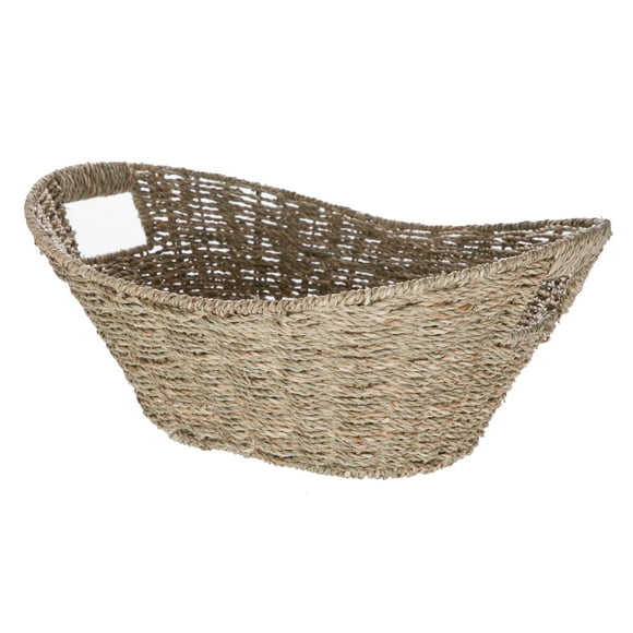 Mainstays Oval Natural Seagrass Storage Basket with Cut-Out Handles