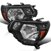 Spec-D Tuning Black Headlights Compatible with 2012-2015 Toyota Tacoma L R Pair Head Light Lamp Assembly