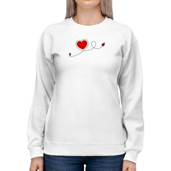 Red Heart Ladybug Sweatshirt Women -Image by Shutterstock, Female 5X-Large