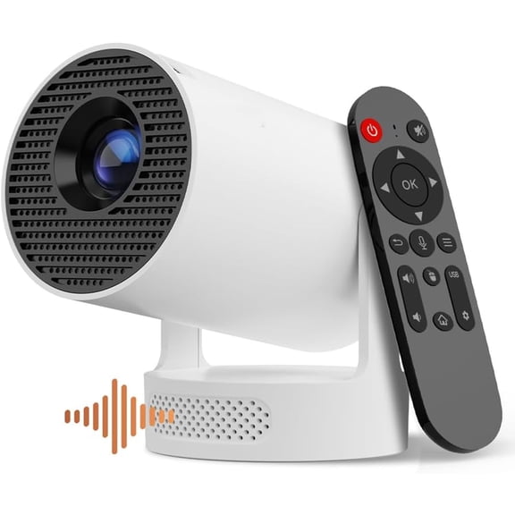 GUQDZOF Mini Projector 4K Support, Portable Smart Projector with WiFi 6 and Bluetooth 5.4, 5w Soundbase Speaker, Auto Keystone 180° Rotatable, 8000 Lumens, Home Bedroom Movie Proyector HY300Pro