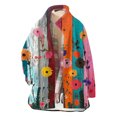 thumbnail image 5 of WXLWZYWL Women's Winter Warm Fleece Cotton-Padded Coat Fashion Print Lapel Long Sleeve Casual Outerwear with Buttons, 5 of 6