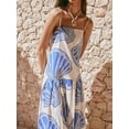 thumbnail image 5 of Womens Seashell Print Maxi Cami Dress with Tie Front and Slit for Women Slightly Stretchy 100% Polyester Fabric, 5 of 7