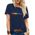 thumbnail image 2 of TSADFHJI Hauts de Sortie pour Femmes Tendance Printemps Été Imprimé Manches Courtes Col Rond T-Shirt Haut TG Marine, 2 of 7