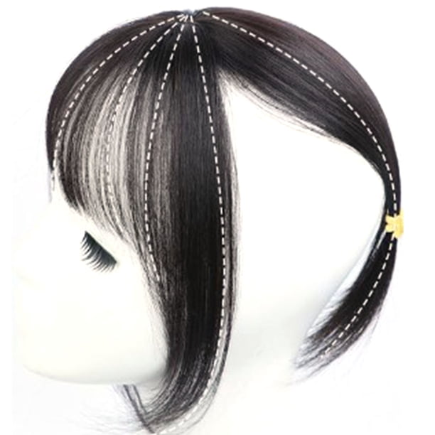 Extensión de cabello con flequillo 3D con clip para mujeres y niñas, estilo domo, para uso diario y citas, color negro
