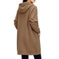 thumbnail image 4 of Hilenly Womens Long Zip Up Hoodies Tunic Sweatshirt Dress Comfortable Fall Jacket with Pockets, 4 of 9