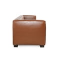 thumbnail image 4 of Benjara Grag 3 Seater Sofa, Tuxedo Design, Birch Wood Legs, Brown Faux Leather, 4 of 6