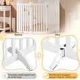 thumbnail image 5 of MONGJI Freestanding Pet Gate 3-Panel Wooden Dog Fence with 2 Support Feet Folding Dog Gate for Indoor, Stairs, Doorways, Halls, Kitchen Wooden Pet Barrier White 36" H, 5 of 9