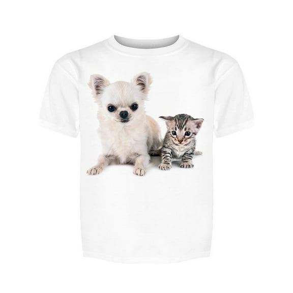 Bengal Kitty And Chihuahua Tee Girl's -Image by Shutterstock