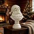 thumbnail image 4 of Christmas Resin Santa Claus Bust Statue, Vintage White Matte Santa Head Figurine with Pedestal, Christmas Tabletop Decor for Mantel Shelf Home Display, 10.23in, 4 of 8