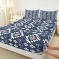 thumbnail image 3 of Manfei Boho Hippie Aztec Bed Sheets, Retro Geometric Abstract King Sheets, Tribal Western Style Sheet Set, Microfiber Bedroom Decor, 4-Piece, 3 of 7